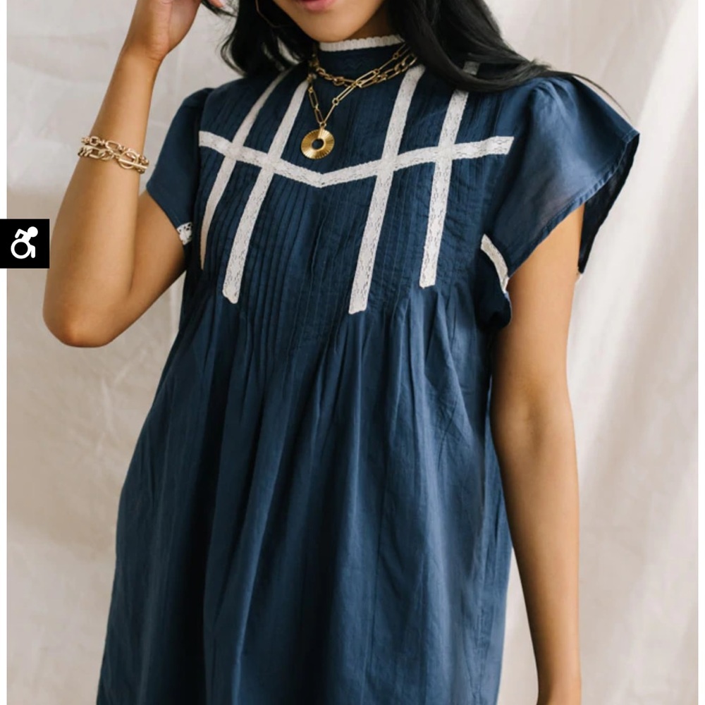 NWT Bohme Mock Neck Lace Trim Dress (long sleeve) Size S - Picture 5 of 14